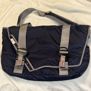 RLX Ralph Lauren Navy Messenger Bag with Gray Straps